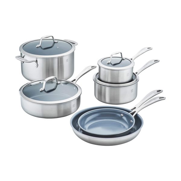 Zwilling Spirit Ceramic Nonstick Cookware Set, 10-pc, Stainless Steel Hot on Sale