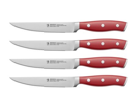 Henckels Forged Accent Set of 4 Steak Knife Set, Red, German Engineered For Sale