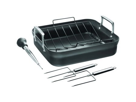 Zwilling Motion Hard Anodized 16 x 14-inch Aluminum Nonstick Roaster Pan w  Rack & Tools Online Sale